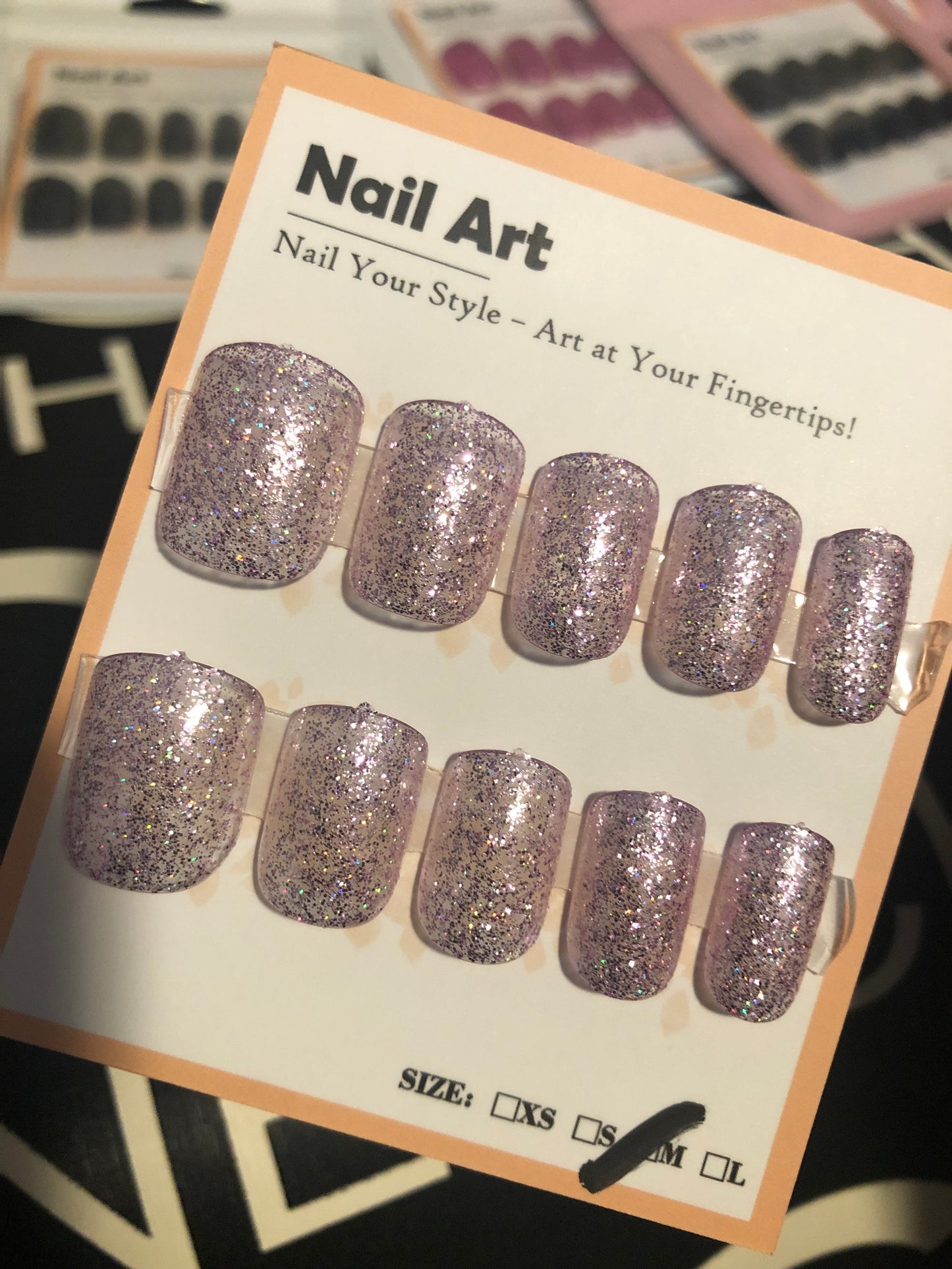 Light Purple Glittery Short Square Nails
