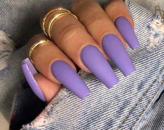 Purple Matte Medium Coffin Nails