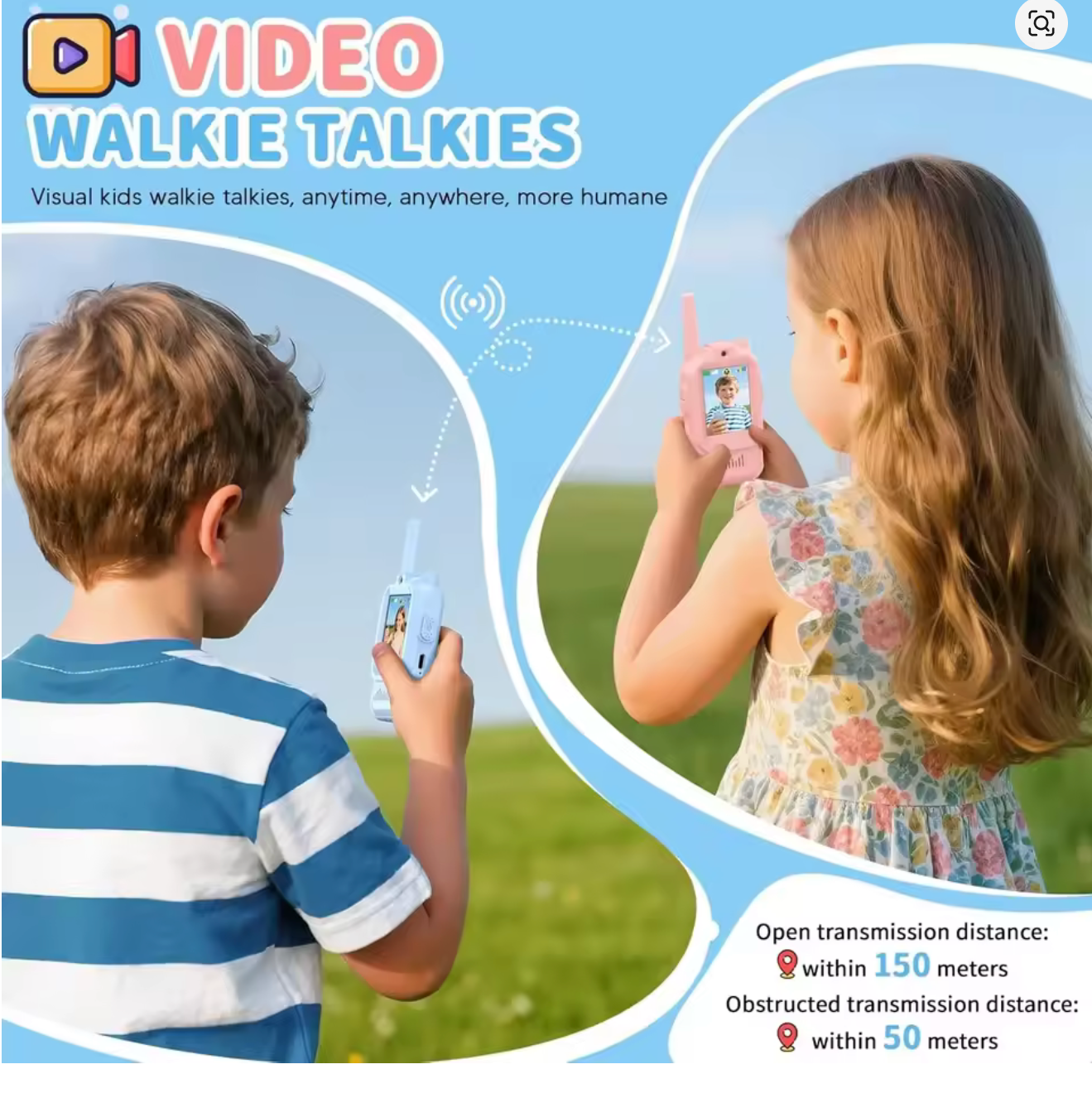 Children Video Walkie Talkie Set With HD Screen One-Click Call Cartoon Intercom Easy Use For Kids Gift Outdoor Camping Travel